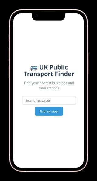 Screenshot of Find My Stop public transport app